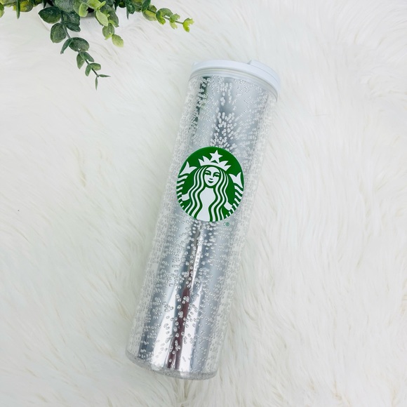 Starbucks Holiday 2020 AOE bubble white/silver closed Hot Cold tumbler